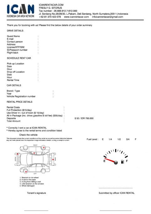 How to ensure a safe car rental order in Indonesia